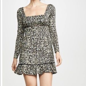 Free People Mini Dress Paisley Floral Print Black